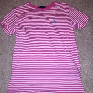 Pink and white stripped polo